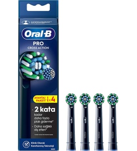 Oral-B Cross Action X-Filament Siyah Şarjlı Diş Fırçası Yedek Başlığı 4 Adet