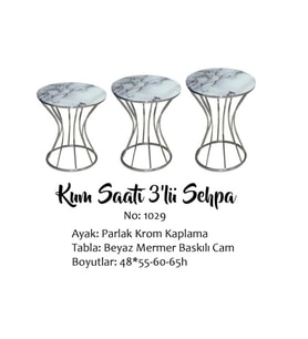 Brc Zigon 14065 kumsaat Model Beyaz Mermer Desen Metal Çelik Gümüş Renk El Yapım