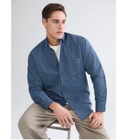 LCWAIKIKI Classic Mavi Regular Fit Uzun Kollu Ekose Gabardin Erkek Gömlek