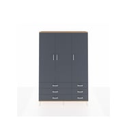 Arges Gardrop 5 Raflı 6 Çekmeceli Tek Askılı 132x30x195 Çam-Antrasit