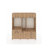 Kronos Dolap 8 Raflı 4 Çekmeceli 3 Askılı 220x59x243 Çam-Çam/Çam