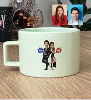 Kişiye Özel Karikatürlü Cool Sevgililer Lüks Pastel Fincan Sevgililer Günü Hediyesi