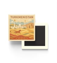 Türkmenistan - Turkmenistan - Paper Cut Art - Baskılı Buzdolap Magneti Kare - 9x9 cm