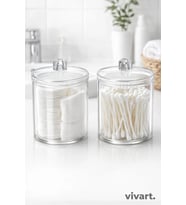 Makyaj Temizleme, Pamukluk ve Kulak Çubuğu Kabı 2’li Set – Banyo Düzenleyici Organizer