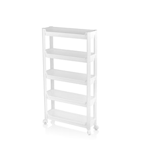 RAFTY 5 KATLI TEKERLEKLİ SEPET ORGANİZER DÜZENLEYİCİ RAF ÜNİTESİ 465X145X850MM (5343)