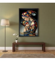 Modern Sanat Anne ve Bebek Temalı Çerçeveli Tablo