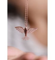 Anka Kuşu Beyaz Taşlı 14 K Rose Gold Kaplama Kadın Kolye