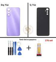 Infinix Hot 20 Mor Uyumlu Arka Kapak + Yapıştırıcı ve Vida Seti Arka Cam Batarya Pil Kapağı