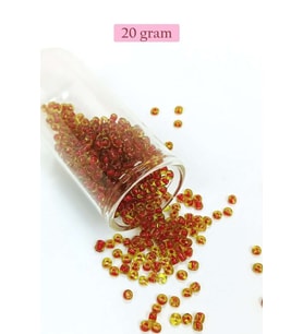 Dökme Cam Kum Boncuk (8/0) 3 mm - 20 Gram - Şeffaf Sarı Kırmızı - BNC175