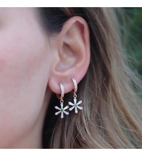 Zirkon Taşlı Çiçek Rose Gold Kaplama Gümüş Küpe
