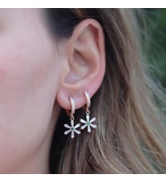 Zirkon Taşlı Çiçek Rose Gold Kaplama Gümüş Küpe