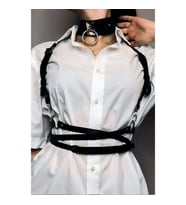Belden Ayarlı Bağlamalı Deri Korse Kemer Ve Choker Tasma Takım (Kırmızı)