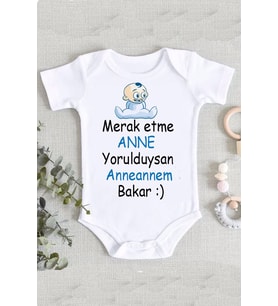Merak Etme Anne Baskılı Erkek Bebek Body Zıbın