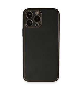 Apple İphone 13 Pro Max Kılıf Coco Deri Silikon Kapak - Siyah