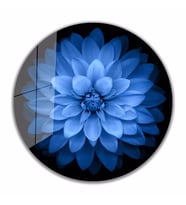 İdealizbiz Mavi Lotus Çiçek Cam Tablo 4mm Dayanıklı Temperli Cam
