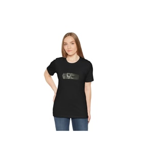 Unisex Bisiklet Yaka Baskılı T-Shirt - Siyah