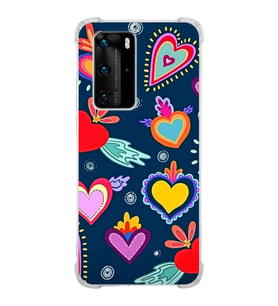 PrintiFy Huawei P40 Pro Uyumlu Retro Color 3 Baskılı Şeffaf Köşe Korumalı Antişok Kılıf