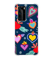 PrintiFy Huawei P40 Pro Uyumlu Retro Color 3 Baskılı Şeffaf Köşe Korumalı Antişok Kılıf