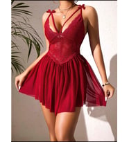 Fantezia Night Kadın Bordo Dantelli Transparan Fantezi Gecelik 2284