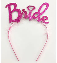 Fuşya Renk Bekarlığa Veda İtalik Yazı Alyanslı Bride Taç (Çok Renkli)