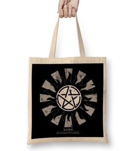 Supernatural Retro Japanese Bez Çanta Uzun Saplı