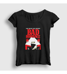 Presmono Kadın Siyah Bad Romance Müzik Lady Gaga T-Shirt 473879tt