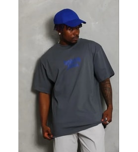 pilelistore- Erkek Baskılı T-Shirt Kısa Kol Bisiklet Yaka Regular Fit Rahat Kalıp Günlük Tişört - Fü (Füme)