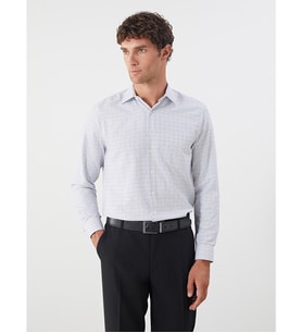 LCW BUSINESS Siyah Regular Fit Uzun Kollu Ekose Gabardin Erkek Gömlek