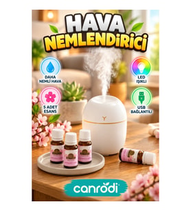 USB Mini Hava Nemlendirici Aromaterapi Difüzörü LED Işıklı 5 Esanslı