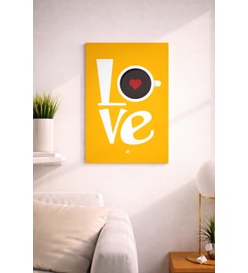 LOVE  YAZILI TURUNCU ŞIK TASARIMLI MDF TABLO (27X18)