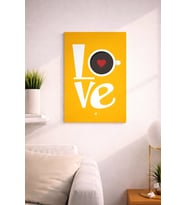 LOVE  YAZILI TURUNCU ŞIK TASARIMLI MDF TABLO (27X18)