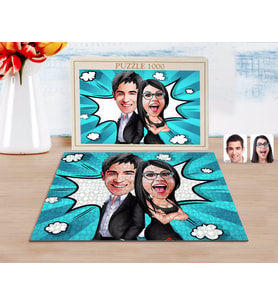 BK Gift Kişiye Özel Sevgililer Karikatürlü 1000 Parça Profesyonel Puzzle-6