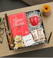 Nazım Hikmet Şiir Kitabı & Tütsü & Fincan & Ayıcık Anahtarlık & 2'li Tek İçimlik Türk Kahvesi Hediye Seti