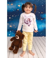 Pia Baby Premium %100 Pamuk İsme Özel Çocuk Pijama Takımı 1-8 Yaş 5081-14 (Sarı)