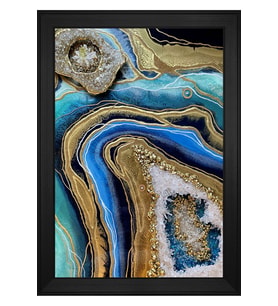 Soyut Şekiller Motifli Kanvas Tablo 80 x 110 cm Siyah Çerçeve
