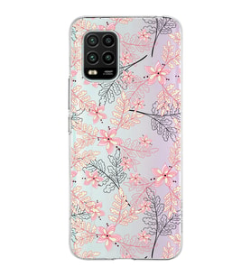 Xiaomi Mi 10 Lite Uyumlu Kapak Floral Kırmızı Tasarımlı Şeffaf Silikon Kılıf