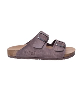 Fly Soft S903-002 Erkek İki Tokalı Mantar Tabanlı Yazlık Comfort Terlik Kahve (Kahverengi)