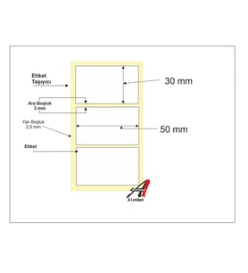 Kirtasiyejet Etiket Termal Etiket 30 x 50 mm 20,000 Adet Termal Barkod Etiketi 2.000 Sarımlı 10 Rulo