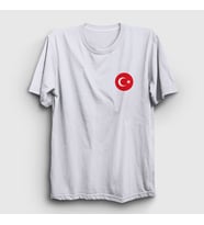 Presmono Unisex Beyaz Türk Bayrağı Ay Yıldız Yuvarlak Logolu T-Shirt 444703tt (Beyaz)
