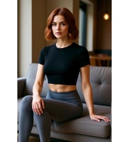 Kadın Fitted Bisiklet Yaka Kısa Kol Dalgıç Kumaş Sporcu Üstü Hafif Destekli Modern Fit Günlük