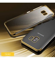 Galaxy S9 Kılıf Dört Köşeli Lazer Silikon Kılıf (Gold)