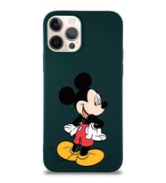 Apple iPhone 12 Pro Soft Premier Kapak Mickey Mouse-D Tasarımlı Silikon Kılıf - Yeşil (Şeffaf)