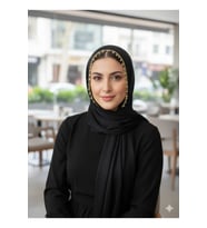 TASARIM ABİYE ŞAL ETRAFI ŞERİT TAŞLI SİYAH GOLD RENGİ TAŞLI