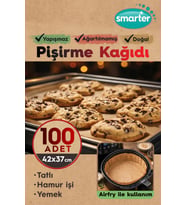 Smarter 100 Adet Ağartılmamış Hazır Kesilmiş Pişirme Kağıdı Airfryer 42x37cm Yapışmaz