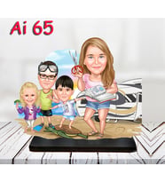 Kişiye Özel Ahşap Biblo - Aile Karikatür Biblo - 4 Kişilik Aile Biblo 26