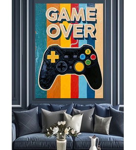 Game Over Oyun Yazısı Dekoratif Kanvas - Mdf Ahşap Tablo