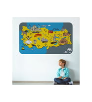 Eğitici Ve Öğretici Dekoratif Cocuk Odası Türkiye Haritası Duvar Sticker-3881-60x105