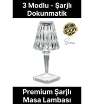 Premium Dimli 3 Işık Renkli Şarjlı Masa Lambası Led Abajur Dokunmatik Lambader Beyaz Günışığı (Çok Renkli)