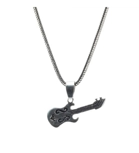 925 Ayar Gümüş Gitar Erkek Kolye