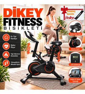 Dikey Ev Fitness Bisikleti LED Ekran Kardiyo Egzersiz Aleti Spinning Bike Nabız Direnç Lastiği Hediy